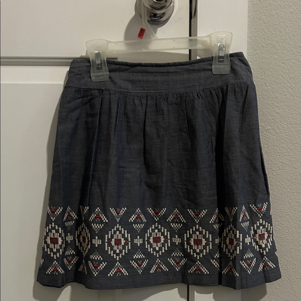 American Eagle Outfitters Dark Gray Embroidered Mini Skirt